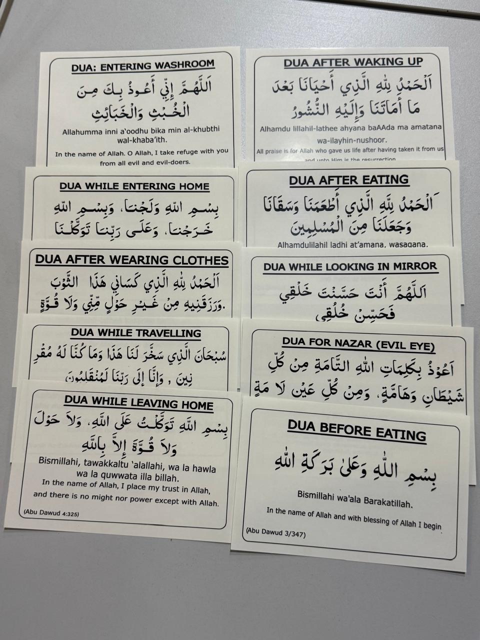 English Dua Stickers  (12 dua in a set)