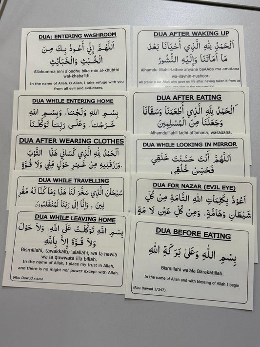 English Dua Stickers  (12 dua in a set)